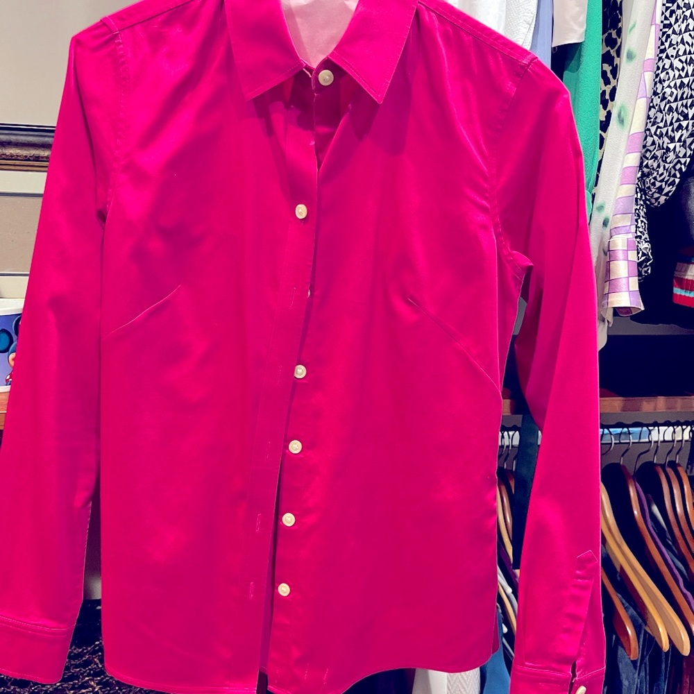 Banana Republic hot pink fitted cotton blouse